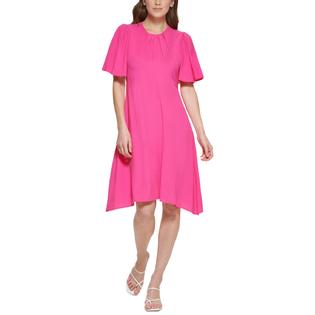 calvin klein flutter sleeve a line dress Calvin Klein Women's Flutter-Sleeve A-Line Midi Dress