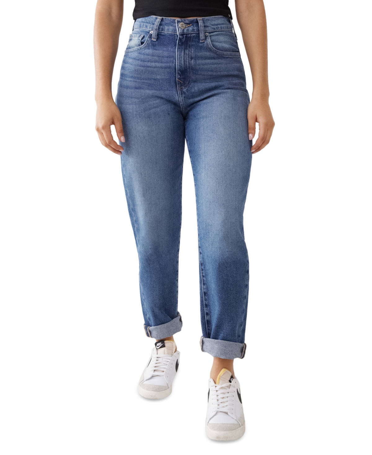 True Religion Women's Straight Leg High Rise Jeans Blue Size 33