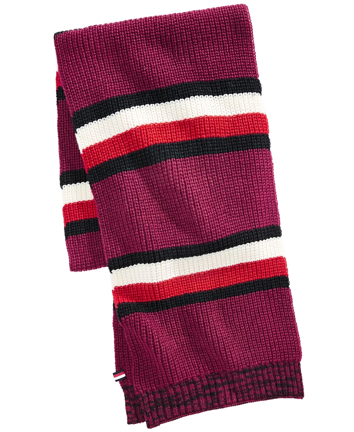Tommy Hilfiger Men's Back Bay Cardigan Knit Striped  Scarf Red Size Regular