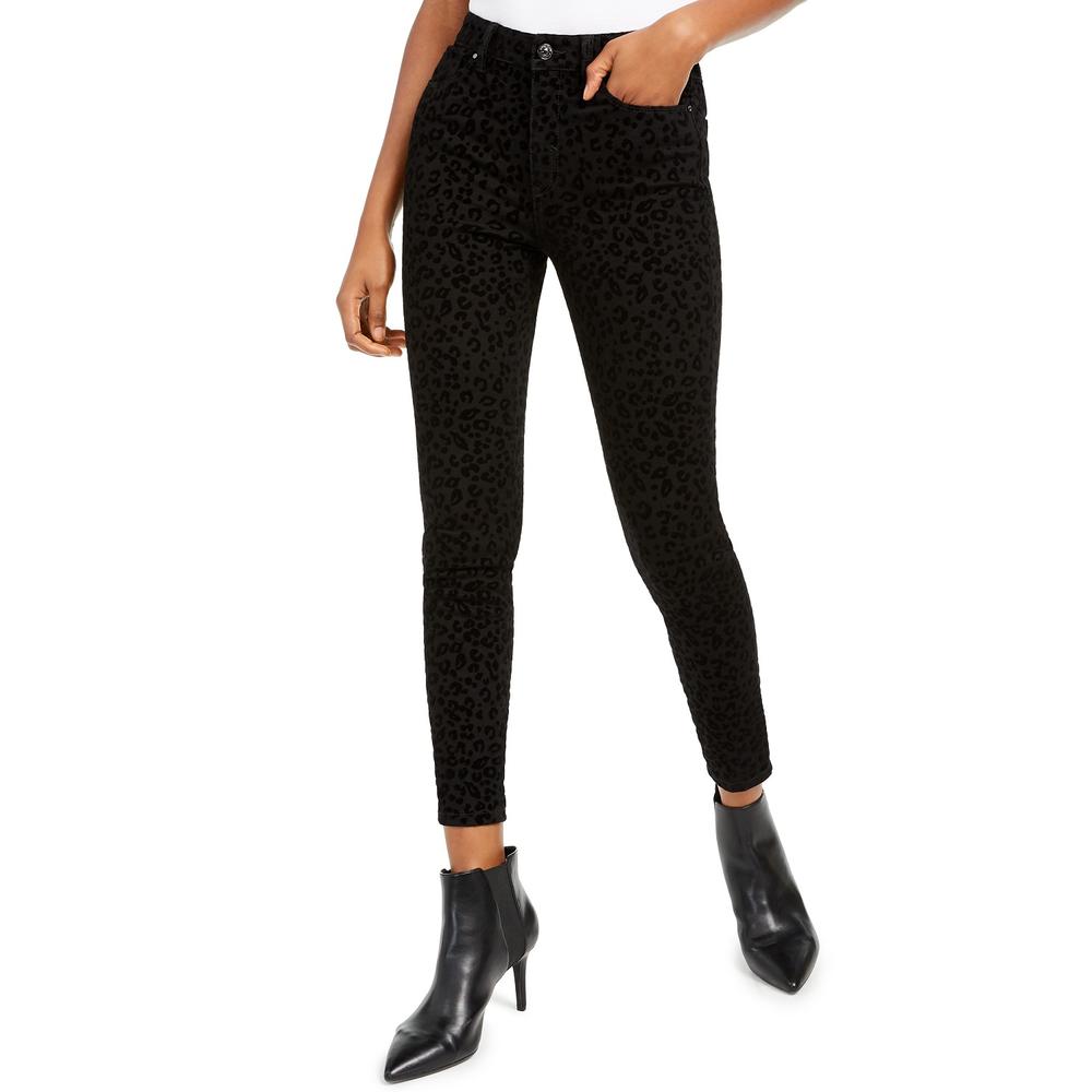 Rewash Juniors Women's Velvet Leopard Jeans Black Size 5