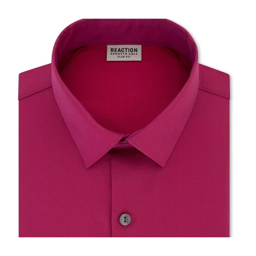 Kenneth Cole Reaction Men's Pink Easy Care Heather Collared Pink Size 18X34-35