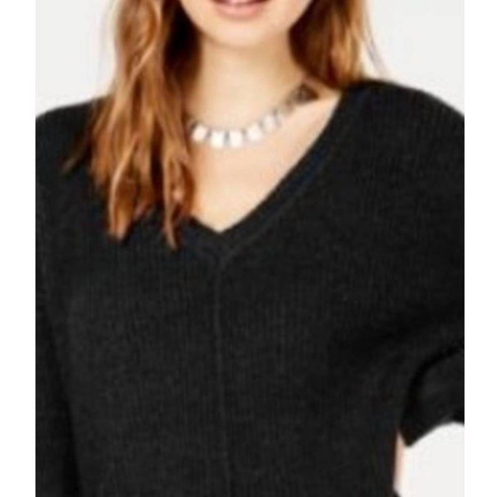 Hippie Rose Junior's V Neck Tunic Sweater Black Size Small