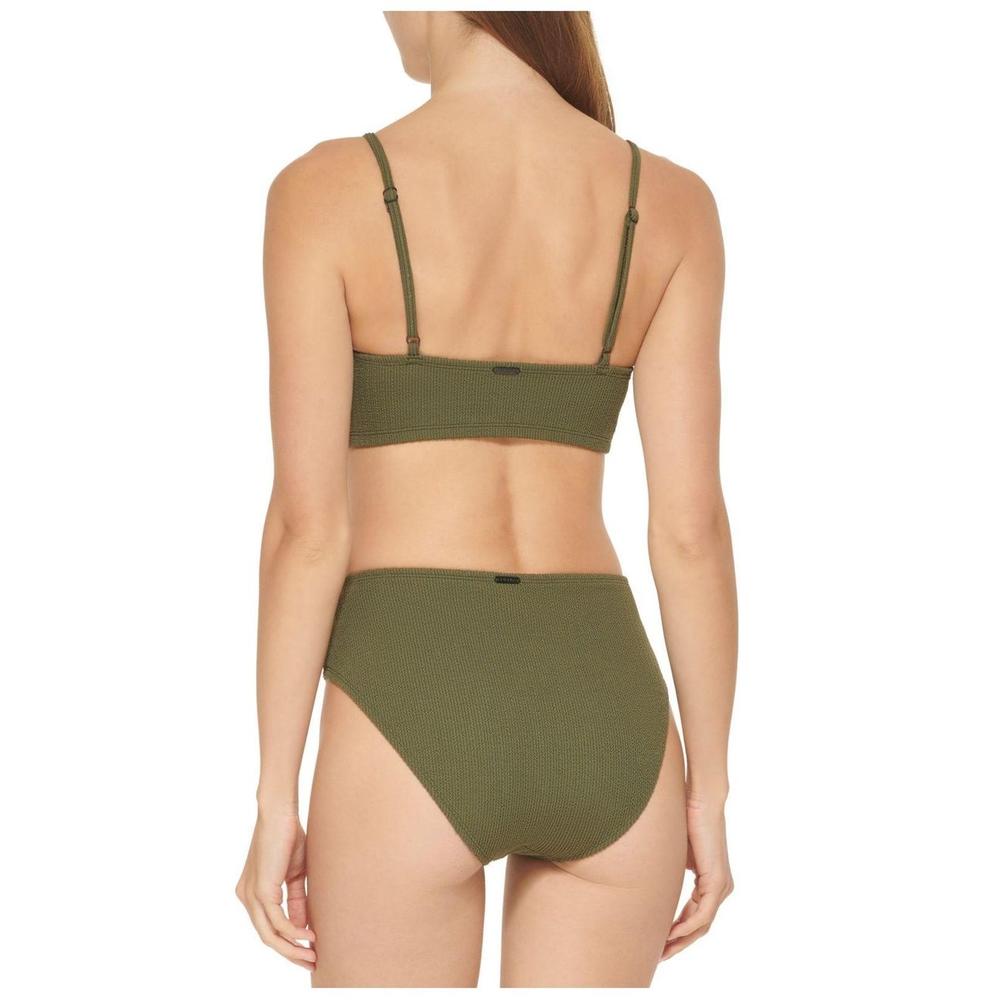 DKNY Women's Textured High Waist Bikini Bottom Swimsuit Green Size X-Small