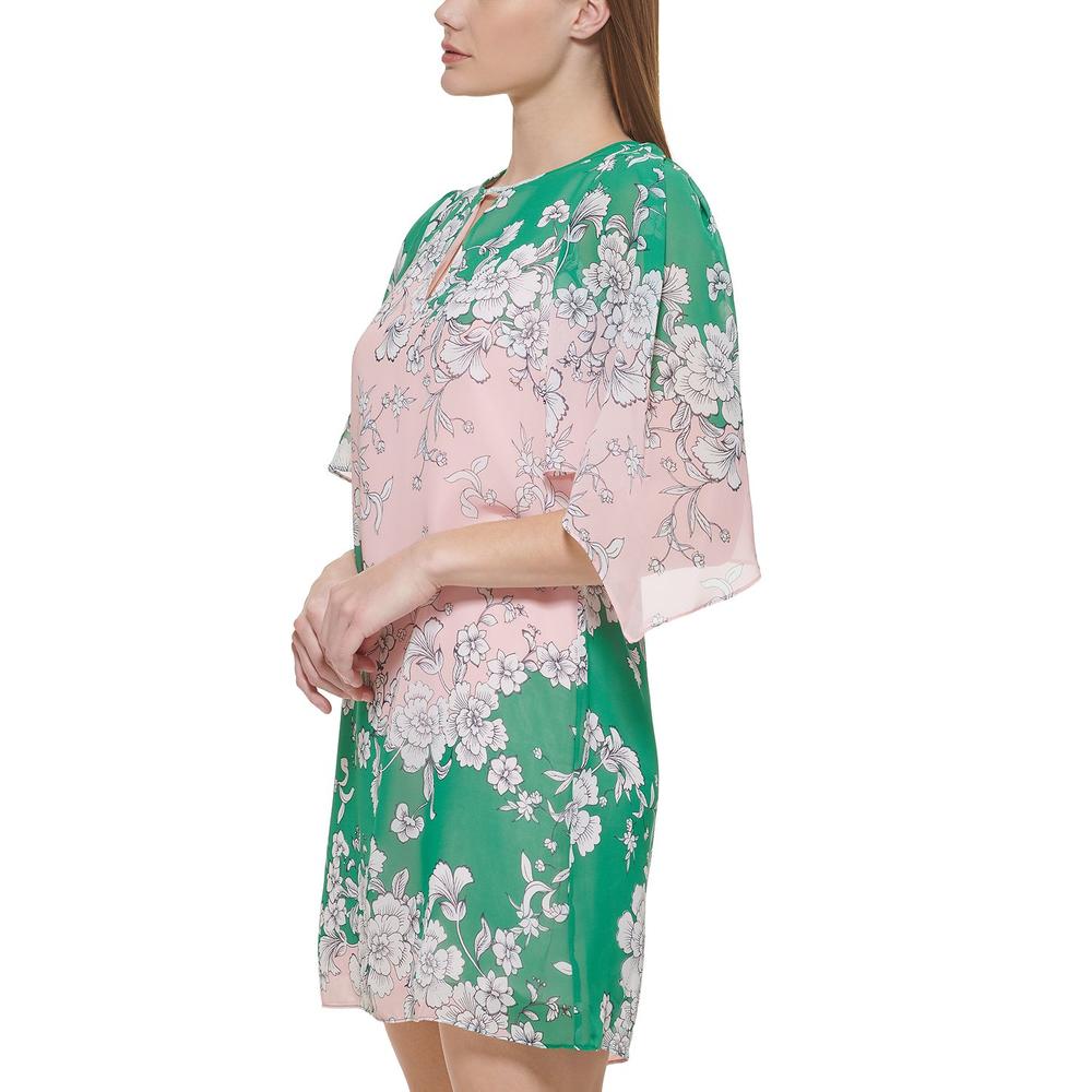 Vince Camuto Women's Floral Print Shift Dress Green Size 4Petite