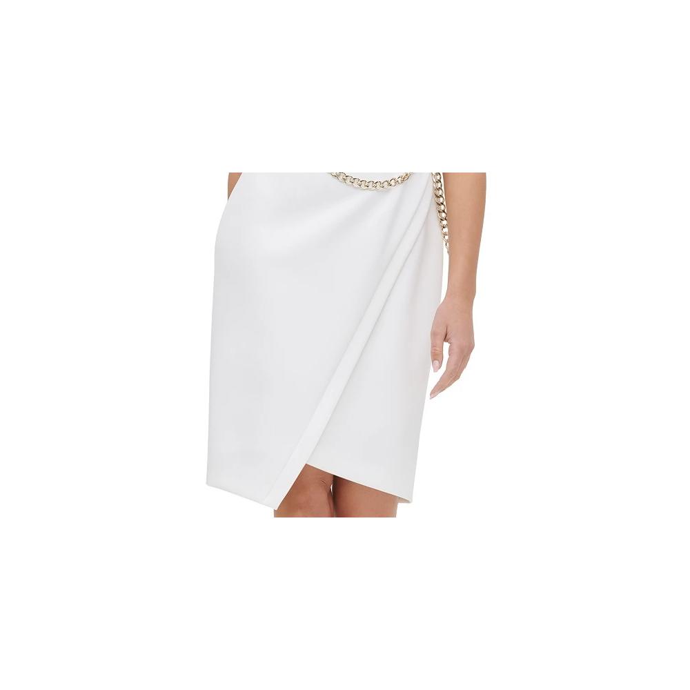 Tommy Hilfiger Women's Asymmetrical-Hem Chain Sheath Dress White Size 12