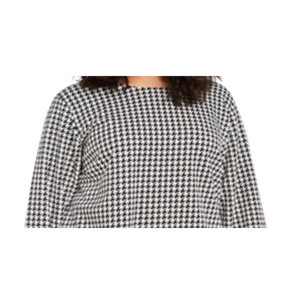 Tommy Hilfiger Women's Houndstooth Tunic Blouse Black Size 1X