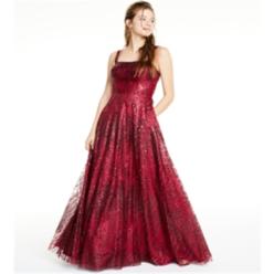 Say Yes To The Prom Junior's Glitter Mesh Gown Red Size 1-2