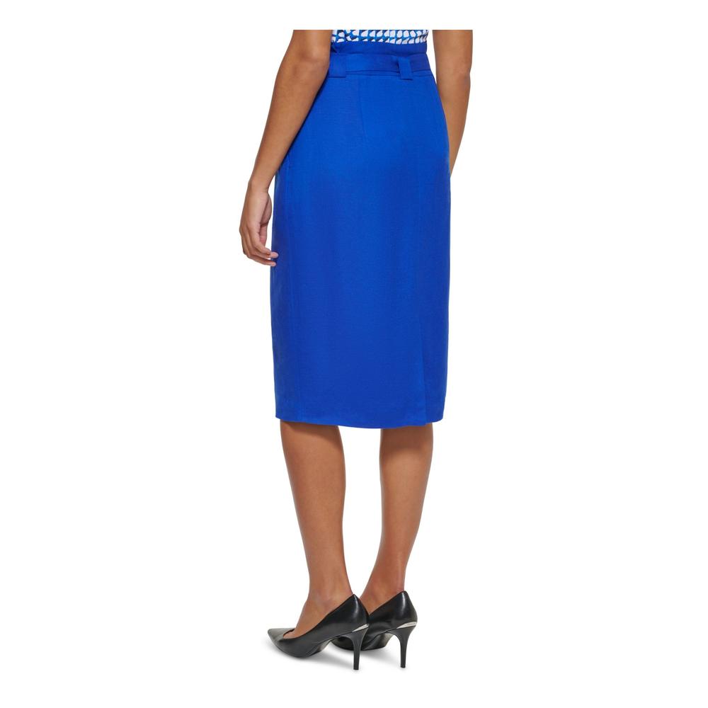 Calvin Klein Women's The Knee Wear To Work Pencil Skirt Blue Size 4Petite