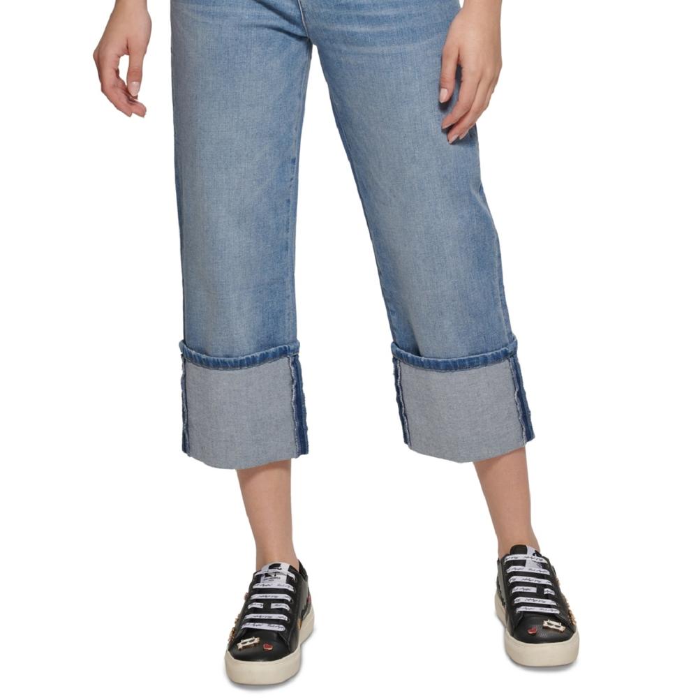 Karl Lagerfeld Paris Women's Cuffed Cropped Jeans Blue Size 14