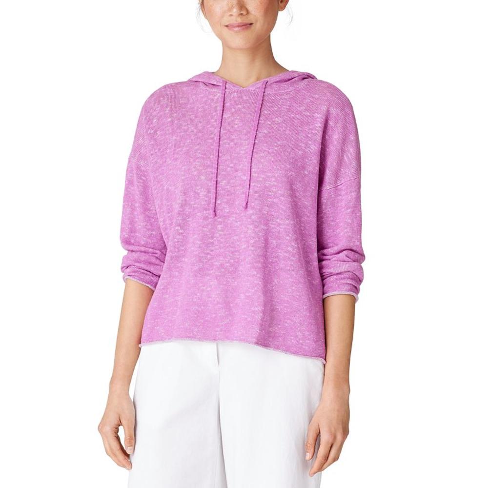 Eileen Fisher Women's Organic Cotton Hooded Sweater Purple Size Small