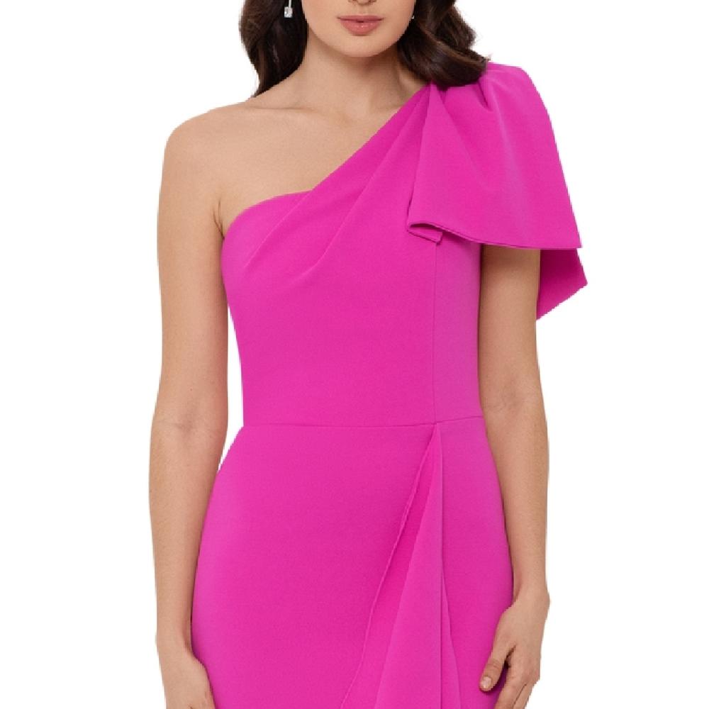 Betsy & Adam Women's One Shoulder Bow Sheath Dress Pink Size 8