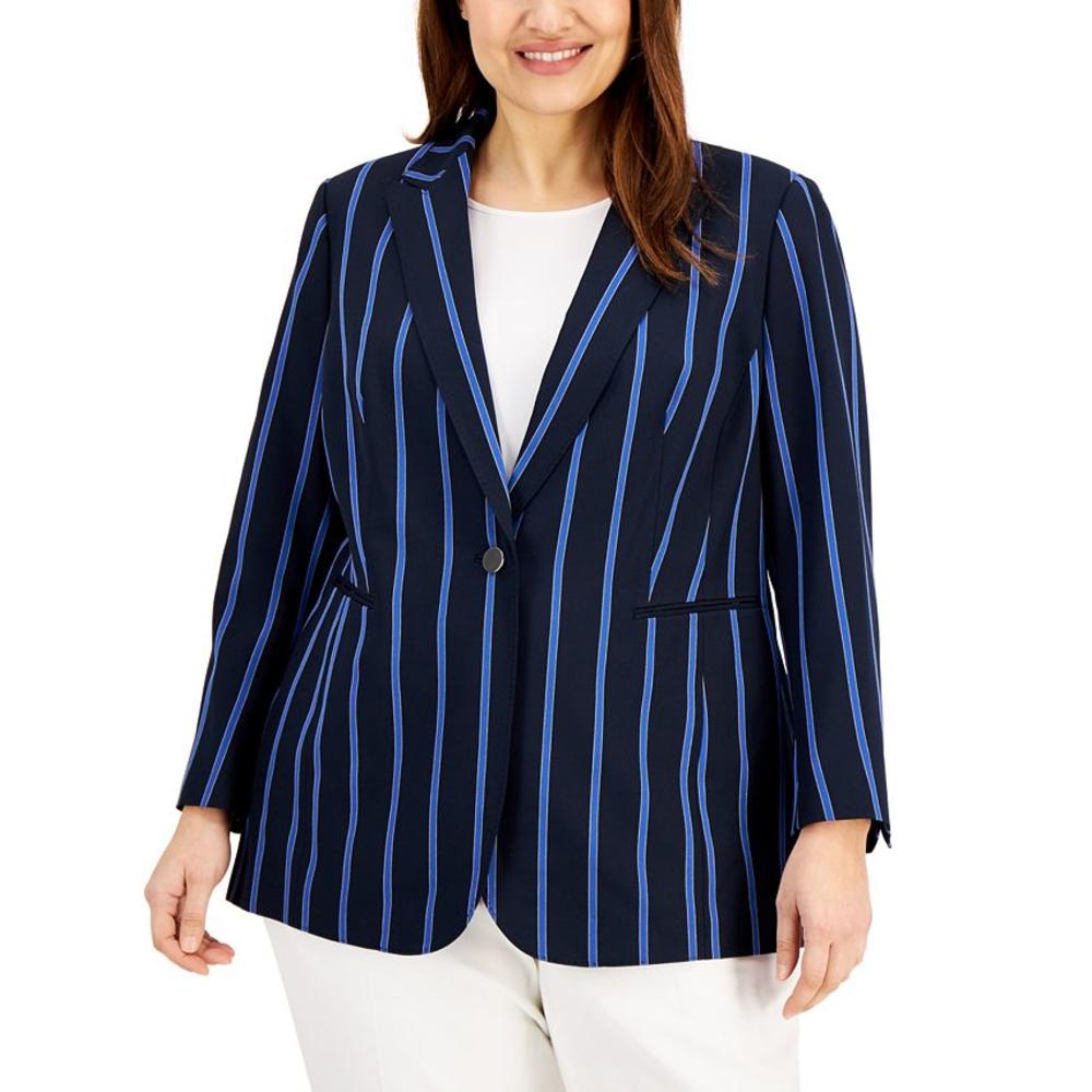 Anne Klein Women'sOffice Wear One Button Blazer Blue Size 22W