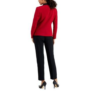 Le Suit Women's One Button Blazer And Slim Leg Pants Red Size 14 Petite