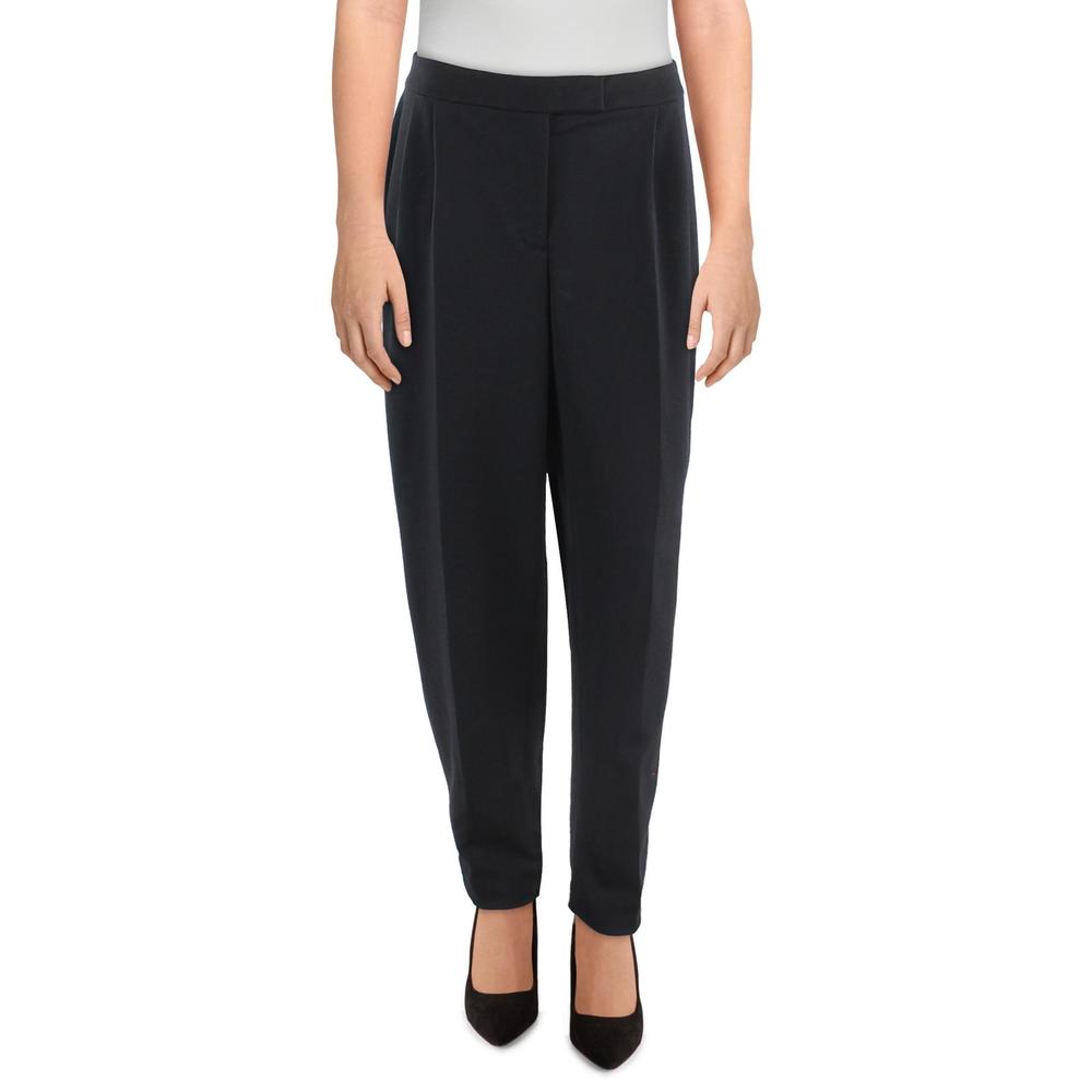 Anne Klein Women's Ridge Twill Pleated Trousers Black Size 12