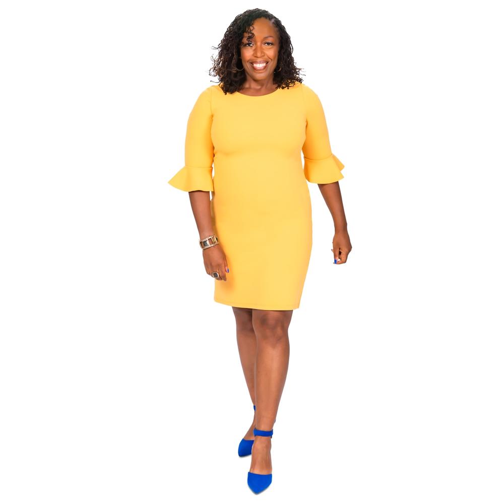 Kasper Women's Knee Length Wear To Work Sheath Dress Yellow Size 8
