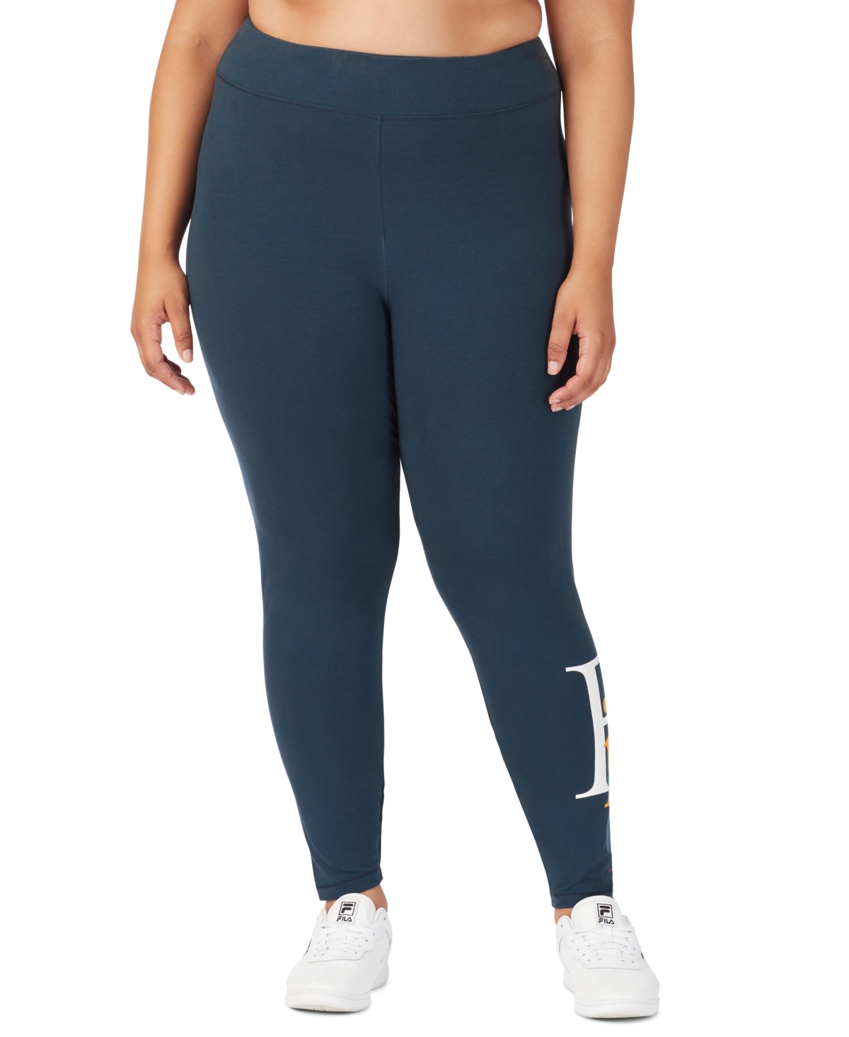 Fila Women's Luelle Mid Rise Logo Jersey Leggings Blue Size 2X