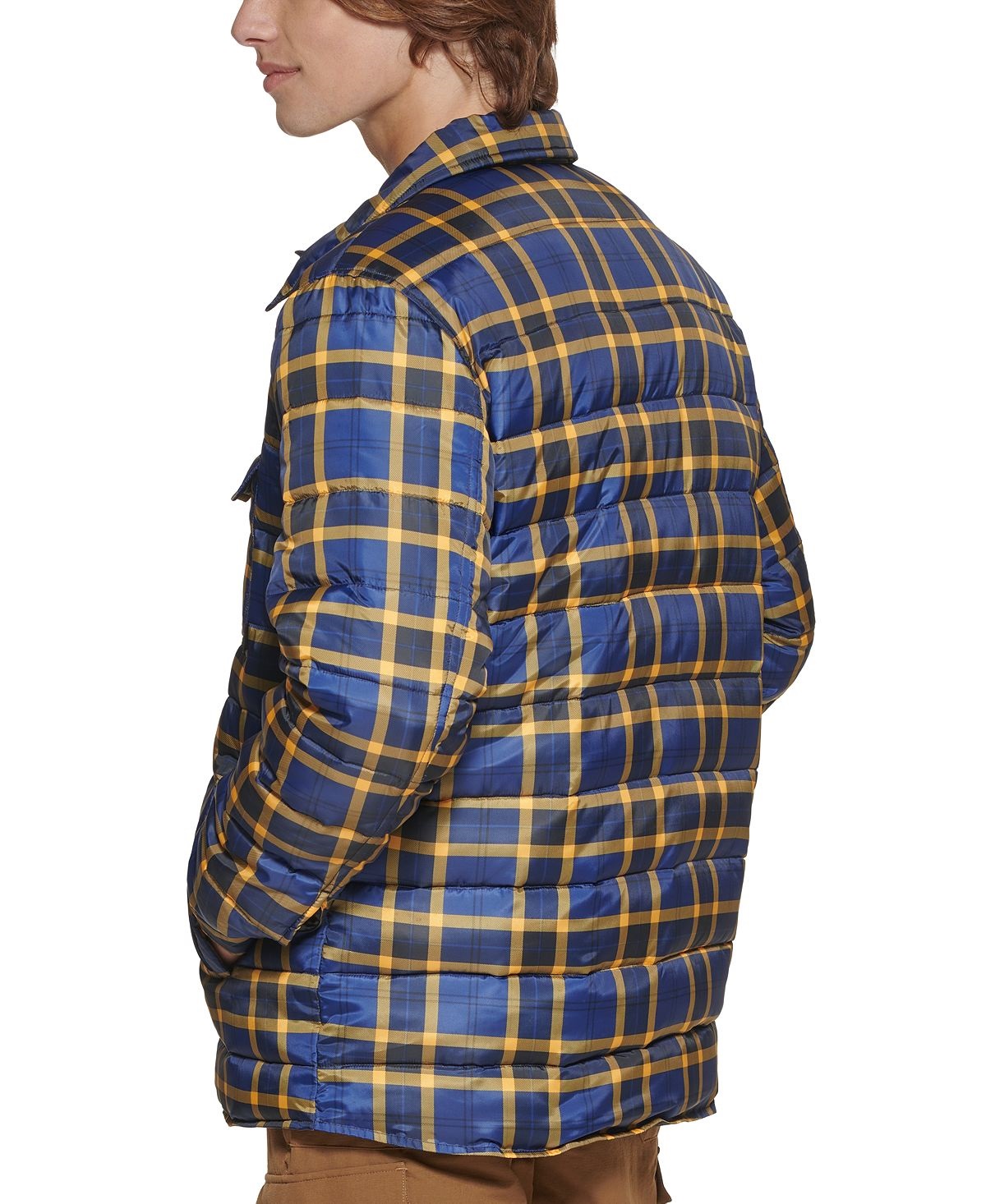 Bass Outdoor Men's Mission Plaid Puffer Jacket Blue Size Medium