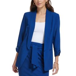 DKNY Women's Madison Tab Sleeve One Button Blazer Blue Size -size-
