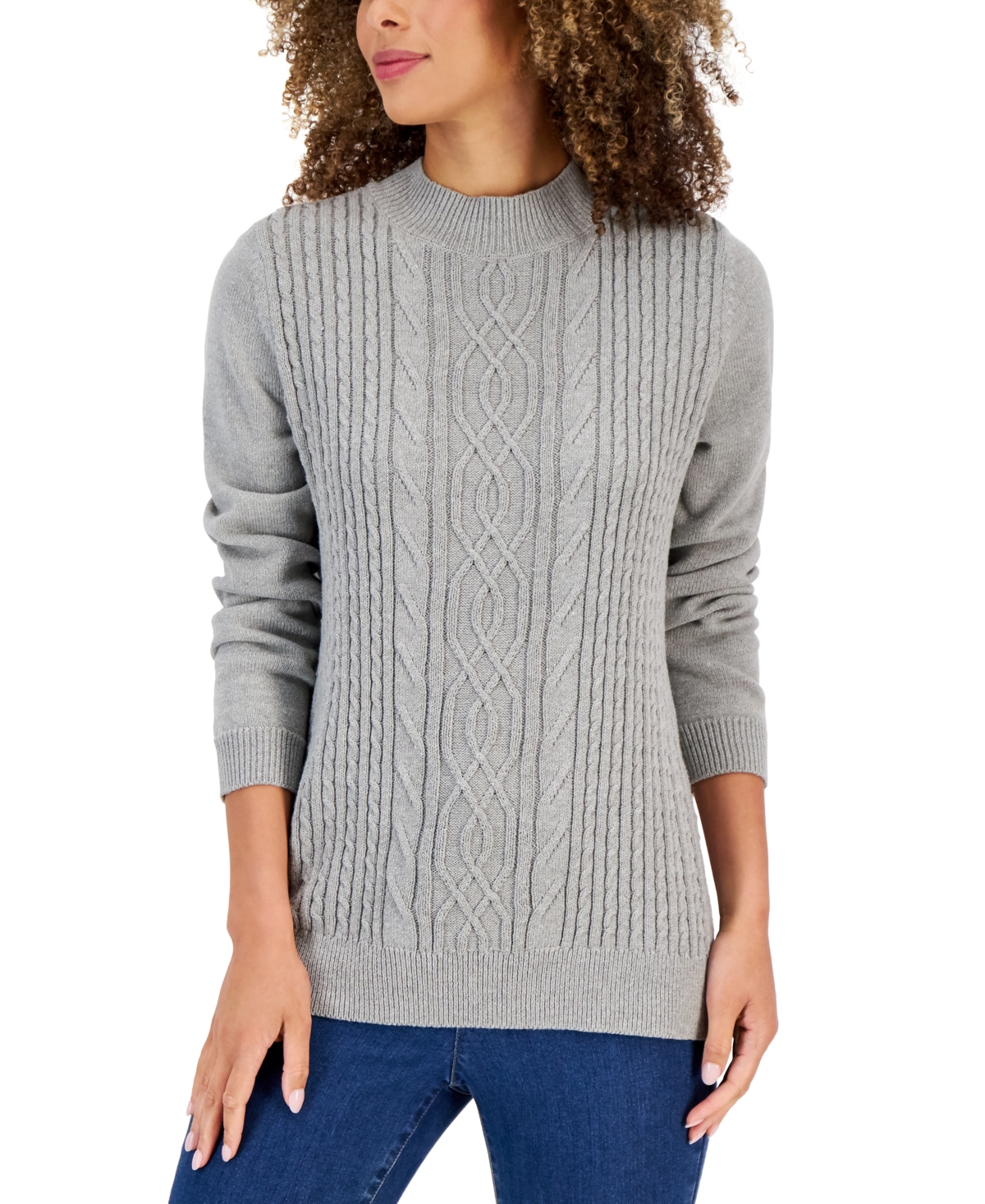 Karen Scott Women's Cable Knit Sweater Gray Size Medium