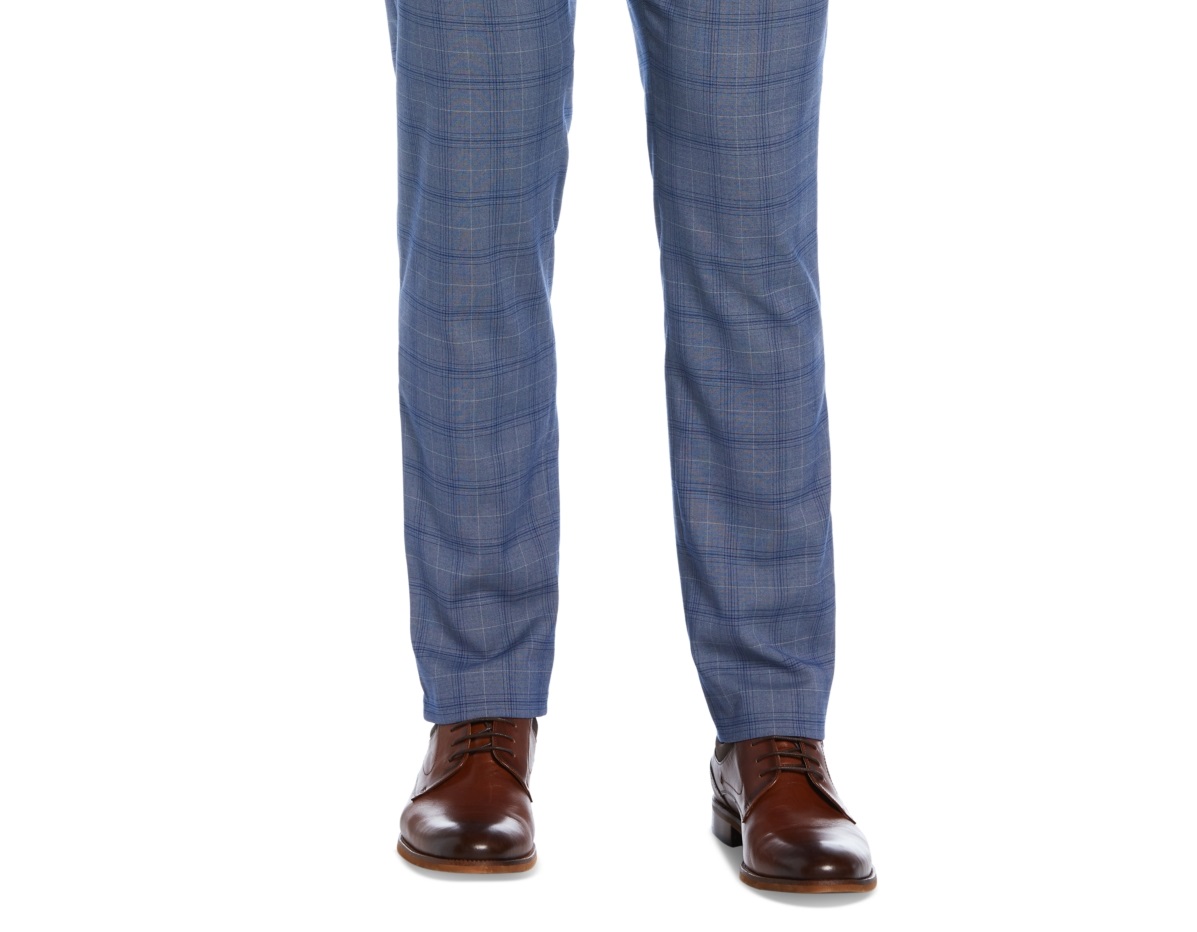 Perry Ellis Portfolio Men's Slim Fit Flat Front Dress Pants Blue Size 36X29