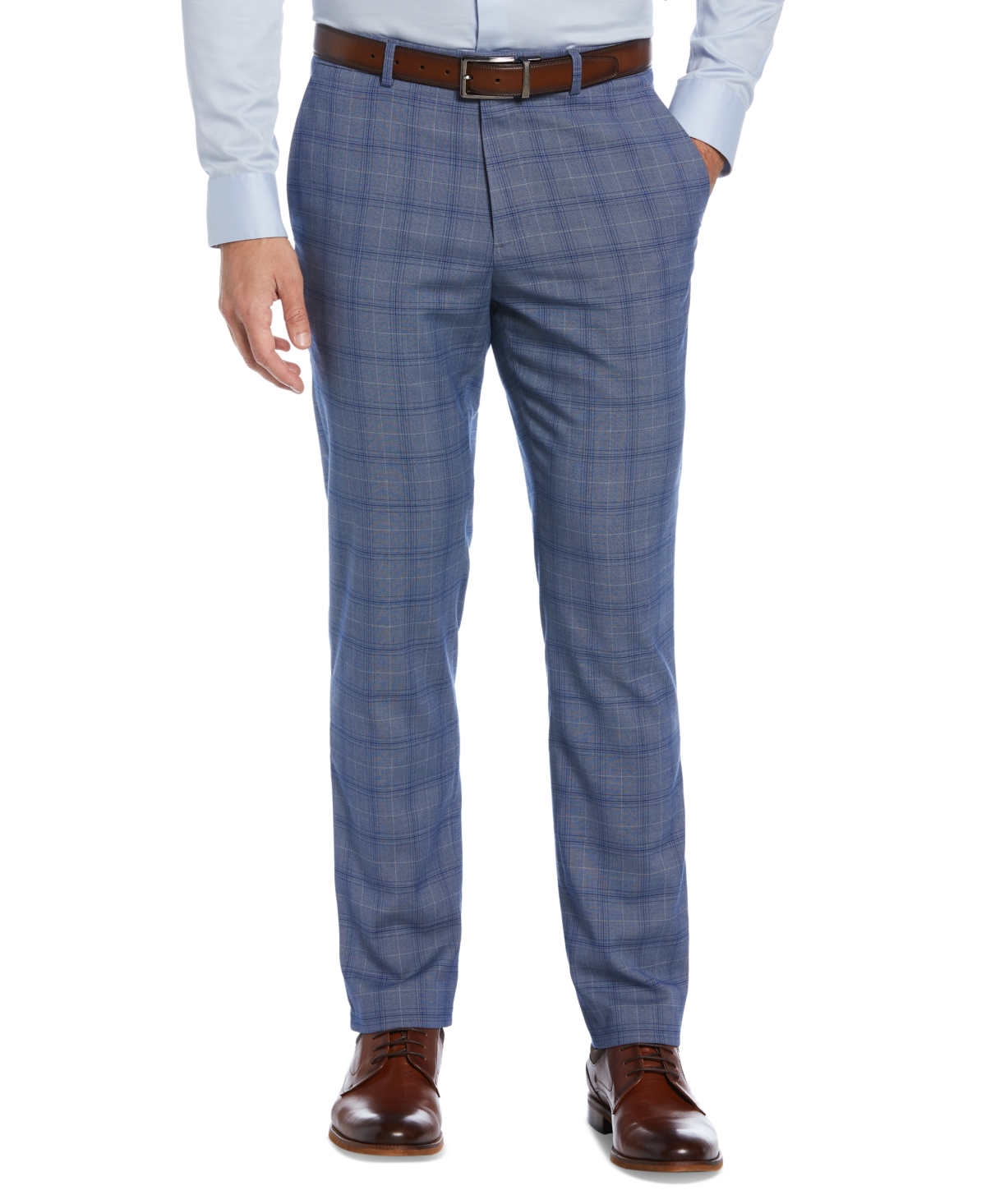 Perry Ellis Portfolio Men's Slim Fit Flat Front Dress Pants Blue Size 36X29