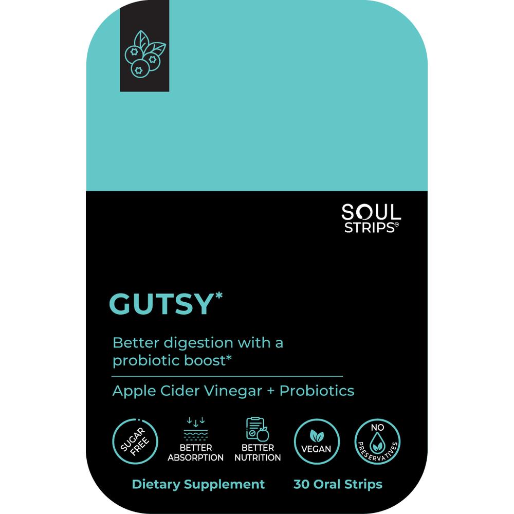 Soul Strips Gutsy Vegan Sugar Free Blueberry Flavor 30 Strips
