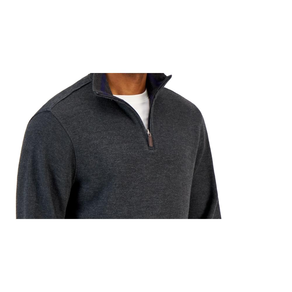Club Room Men's French Rib Quarter Zip Sweater Gray Size X-Large