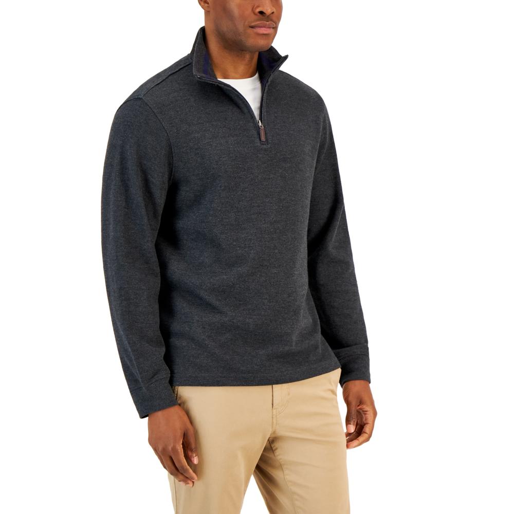 Club Room Men's French Rib Quarter Zip Sweater Gray Size X-Large