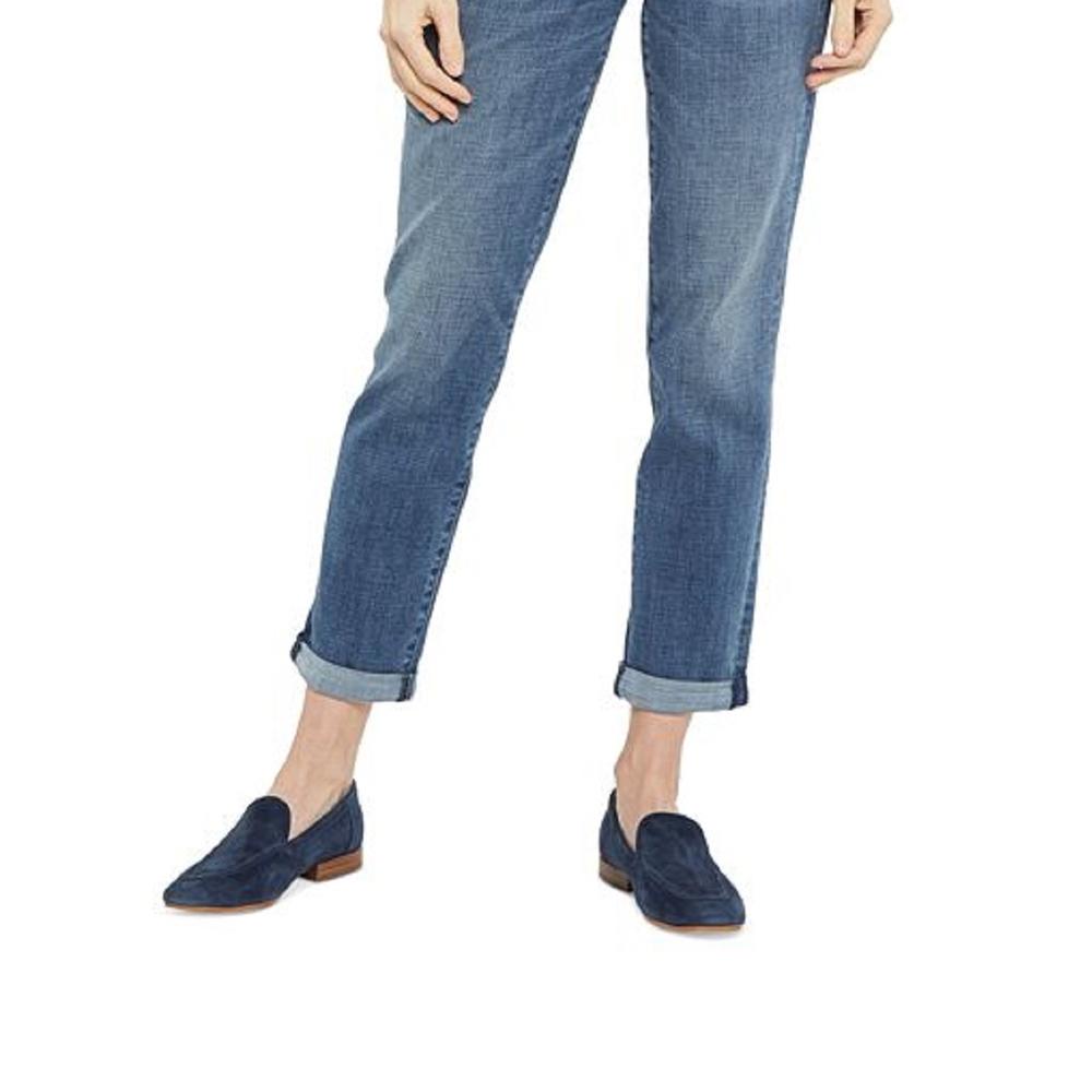 NYDJ Women's Margot Ankle Straight Leg Girlfriend Jeans Blue Size 2