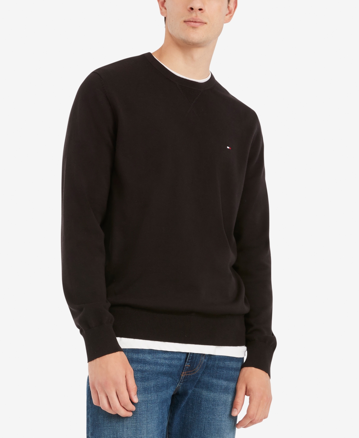 Tommy Hilfiger Men's Signature Solid Crew Neck Sweater Black Size Small