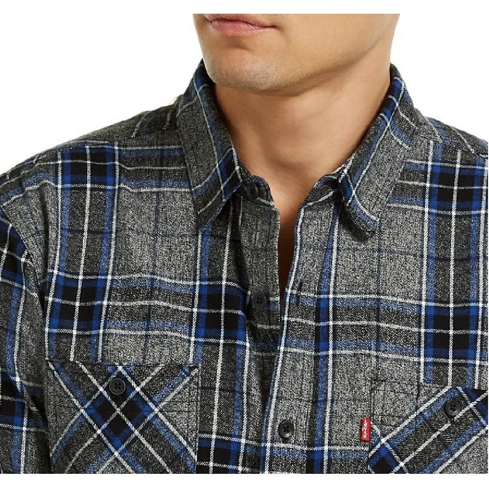 Levi's Men's Crance Plaid Flannel Shirt Gray Size Large