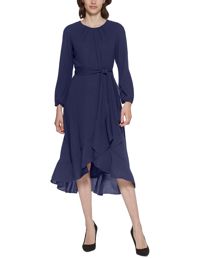 Jessica Carlyle Jessica Howard Women's Ruffled High Low Dress Blue Size 8 Petite