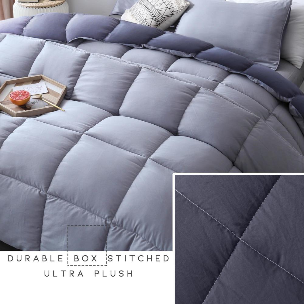 Kasentex Reversible Cozy Soft Luxury Down Alternative Comforter Set Gray/Silver with 2 Pillow Shams
