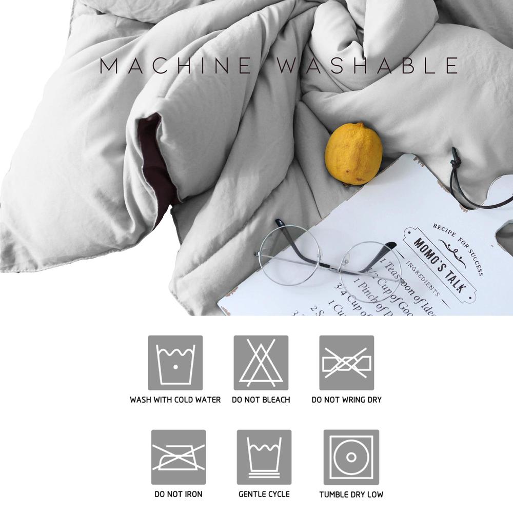 Kasentex Reversible Cozy Soft Luxury Down Alternative Comforter Set Silver/Brown with 2 Pillow Shams