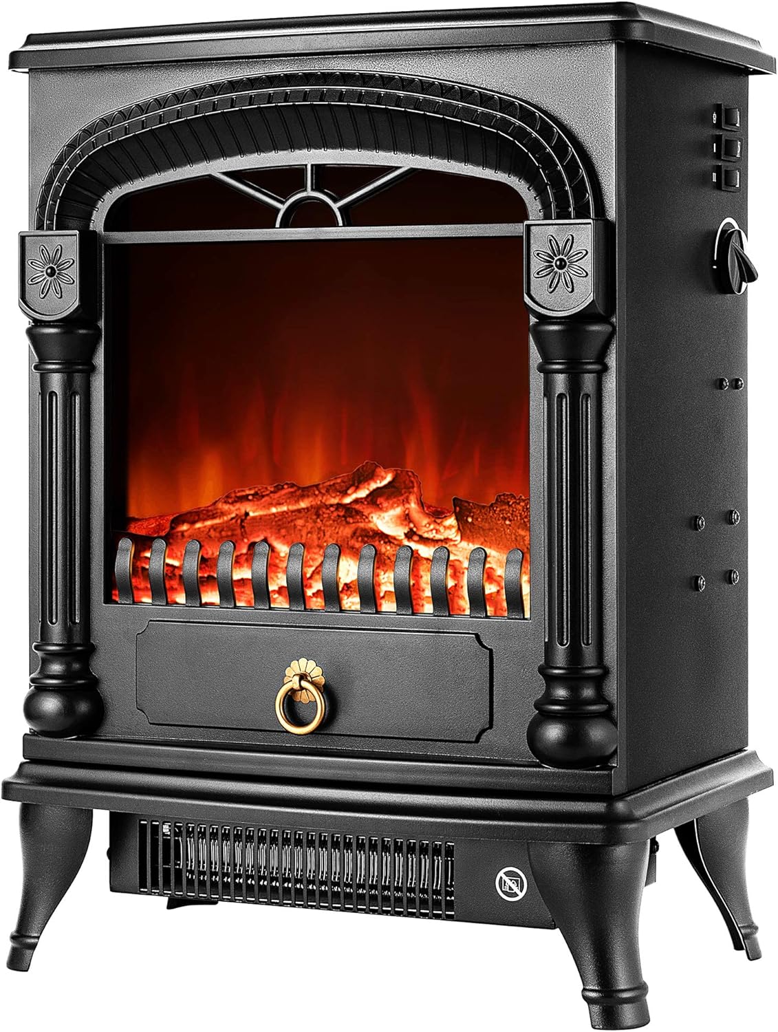 VIVOHOME 110V 20 Inch Portable Free Standing Electric Fireplace Insert  Stove Heater with Realistic Log Flame Effect