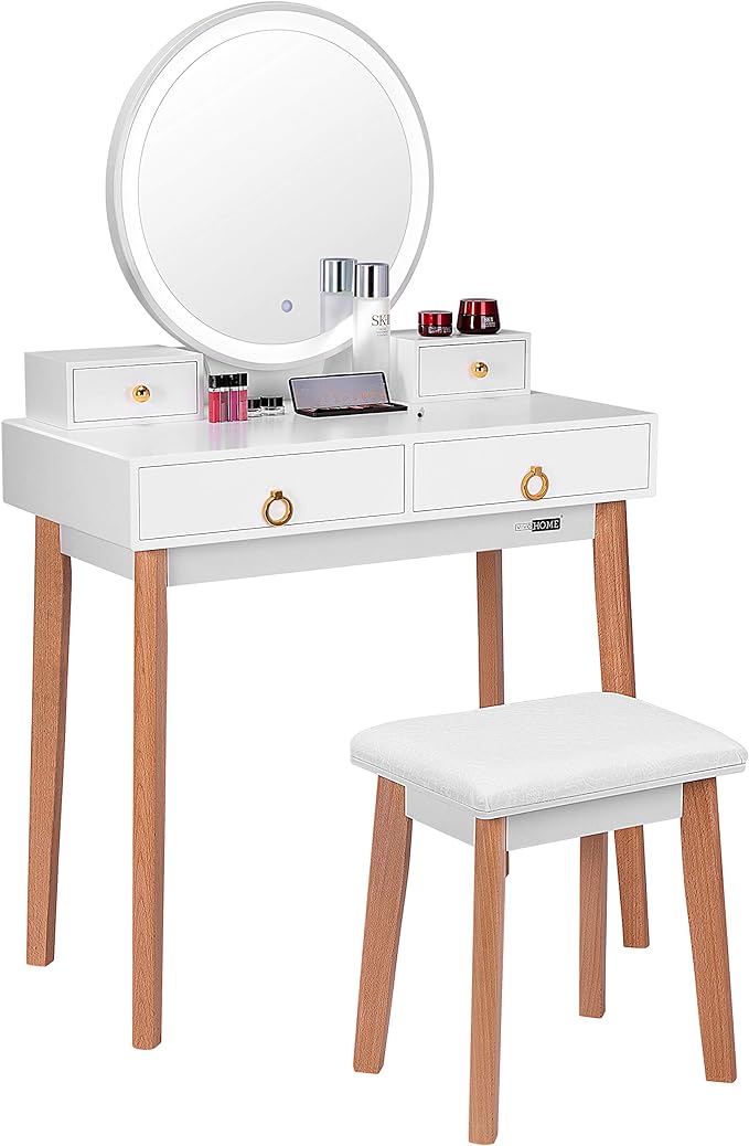 Vivohome Vanity Set With 3 Color Touch, Lighted Vanity Makeup Desk