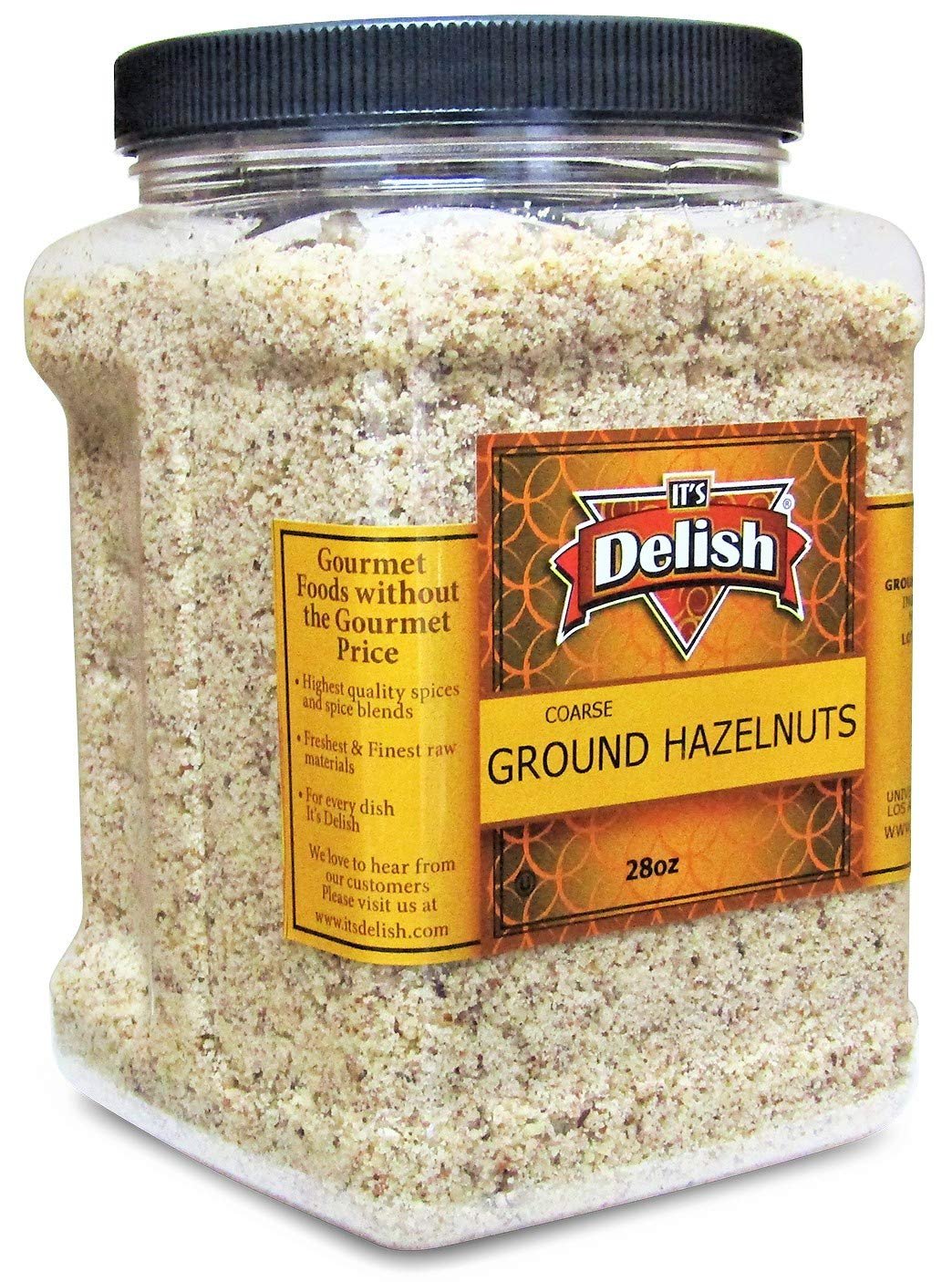 It's Delish Gourmet Ground Hazelnuts by Its Delish – 28 Oz Jumbo Container – Natural Pure Hazelnut Meal– Baking, Flavoring & Recipe Decor