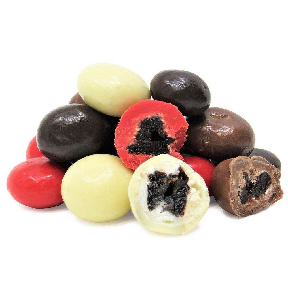 It's Delish Gourmet Chocolate Covered Cherries Medley , 1 lb (16 Oz) | Premium Mix of Milk, Dark, White and Red Chocolate Dried Cherries