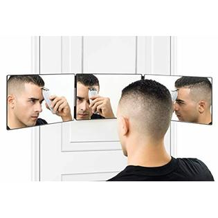 Self Cut System 3 Way Travel Mirror Self Hair Cutting Adjustable Height With Telescoping Hook