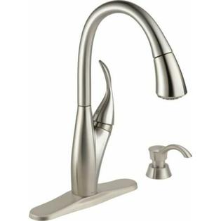 New Sealed Delta Berkley Single Pull Down Kitchen Faucet W Soap Dispenser New Sealed Delta Berkley Single Pull Down Kitchen Faucet W Soap Dispenser