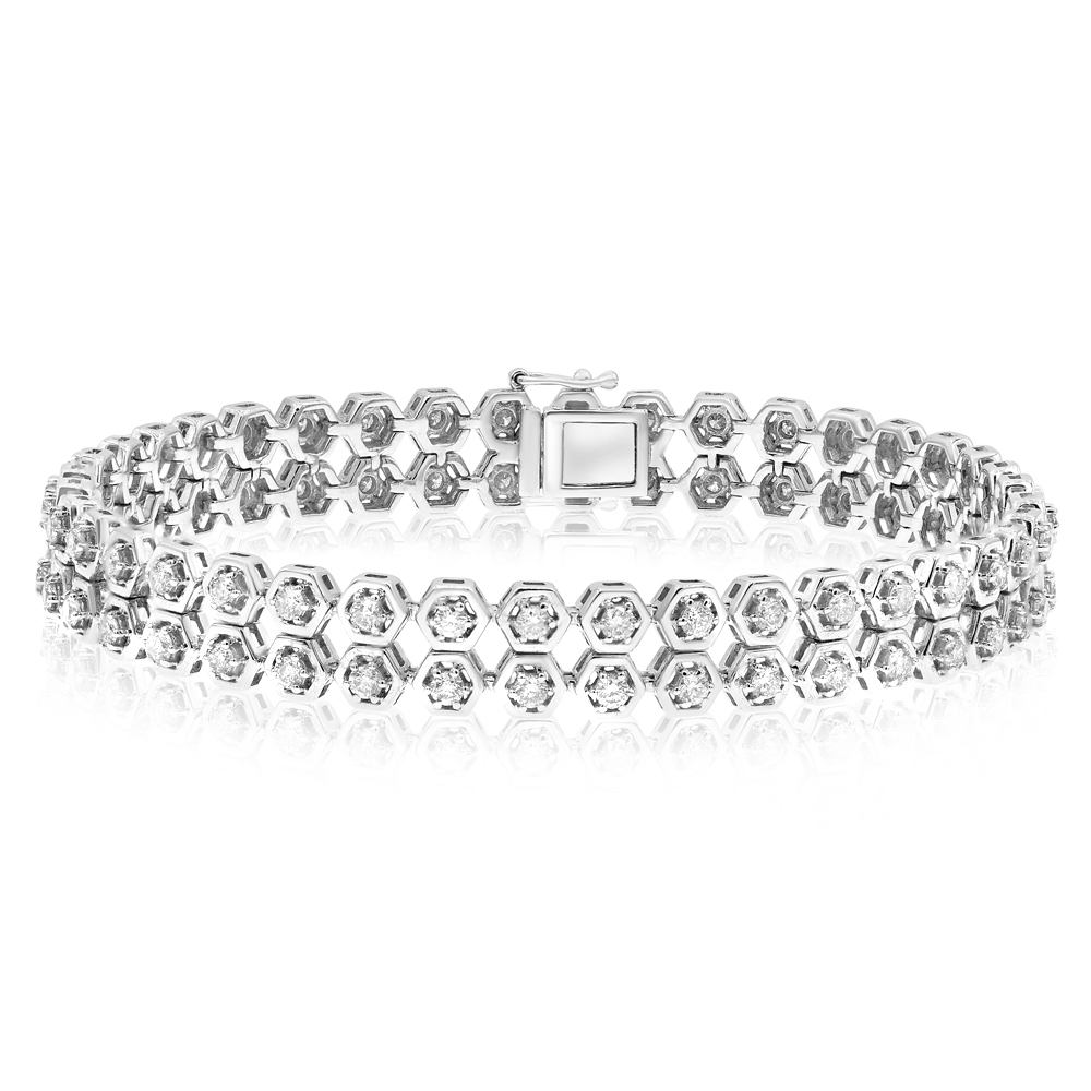 Monary 2.8 ct G-H Color Diamond Fashion Bracelet - Prong Set in 14K White Gold /B7417