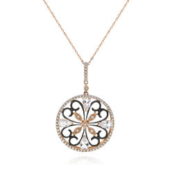 Monary White Topaz & Diamond Pendant Necklace Set in 14K Rose Gold - Prong Set 1.24 ct /PE951