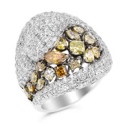 Monary Diamond Fashion Ring - Set in 18K White Gold Prong Set - 6.60 ct Mixed Natural Fancy Colors /RB828