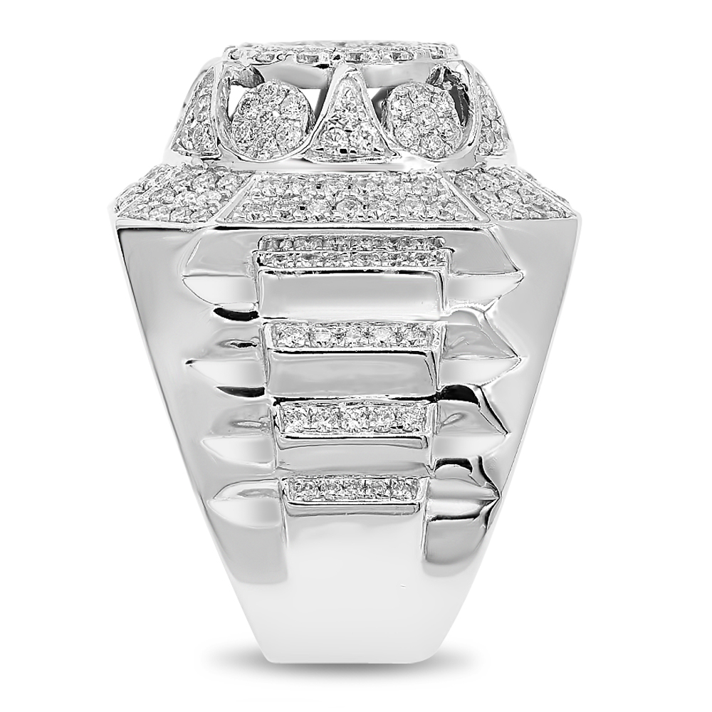 Monary Diamond Men's Ring - Set in 14K White Gold Prong Set - 2.82 ct White /FORR8645