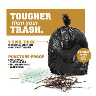 W65LDBA Plasticplace 65 Gallon Trash Bags â?? 1.5 Mil â?? Black Heavy Duty Garbage Can Li trash bags made from recycled plastic