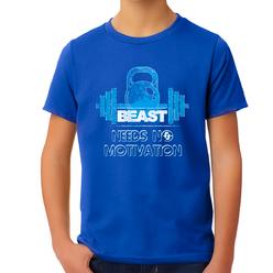 Fire Fit Designs Graphic Tees for BOYS YOUTH - Beast Needs No Motivation Graphic Shirts for KIDS - Cool BOYS Shirts