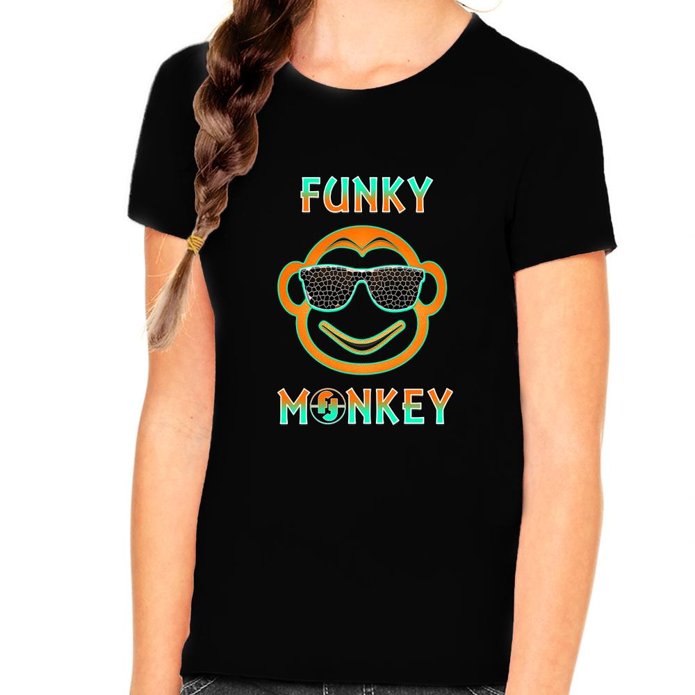 Fire Fit Designs Funny T Shirts for GIRLS - Funky Monkey Funny Shirts Girls Gamer Gifts - Cool Girls Tshirts - Funny Kids Shirts