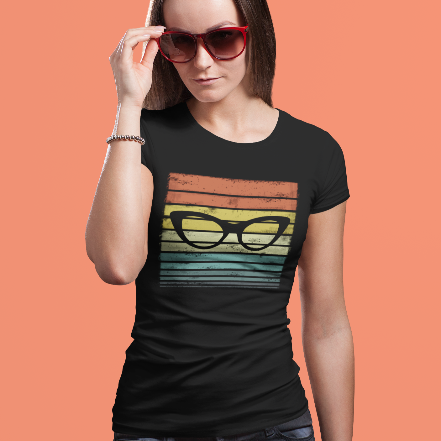 Fire Fit Designs Cat Eye Sunnies Womens Graphic Tees Vintage Cat Eye Sunglasses Vintage Sunglasses 1950s Shirts