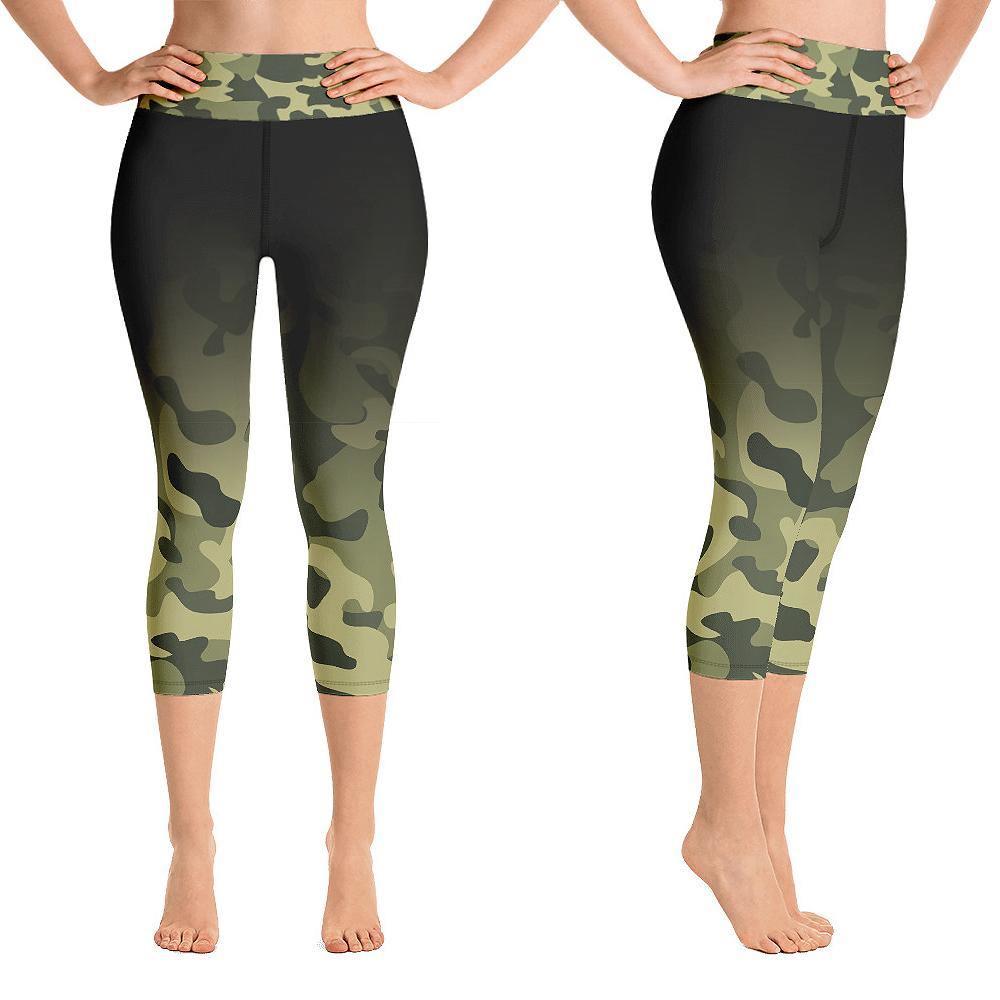 Fire Fit Designs Camo Capri Pants for Women Tummy Control Leggings High Waisted Booty Leggings Yoga Capri Leggings