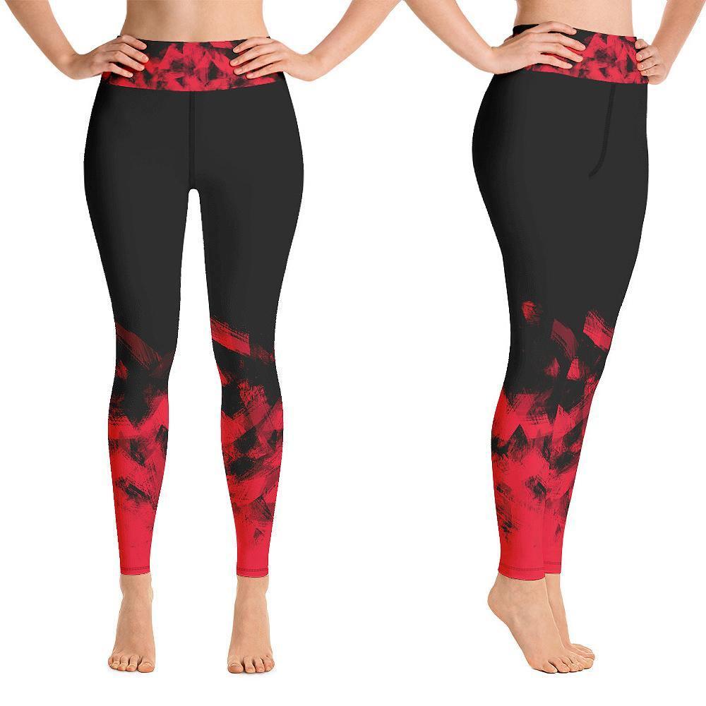Fire Fit Designs Red on Black Leggings for Women Butt Lift Yoga Pants for Women Tummy Control Leggings High Waisted